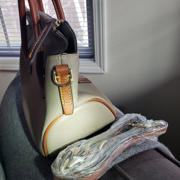 Dooney and Bourke taupe pebbled leather satchel - Picture 2 of 5